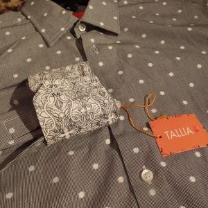 Tallia Polka Dot Mens Dress Button Down Shirt Gray